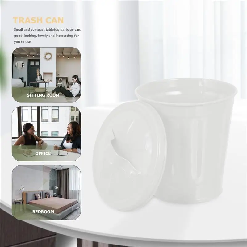 Trash Can Bin Mini Garbage Lid With Waste Desktop Desk Small Tiny Container For Basket Countertop Cans Table Bedroom Office