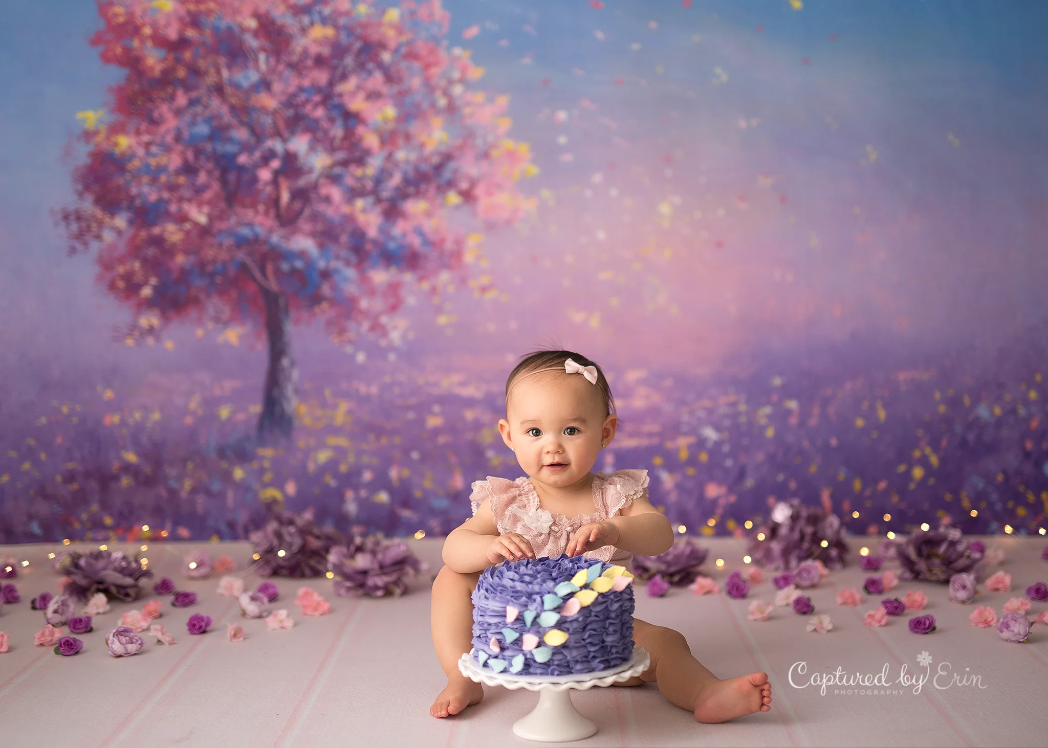 Autumn Leaves Backdrops Kids Cake Smash Props Child Baby Photocall Decors Adult Photography  Purple Hope Tree Background