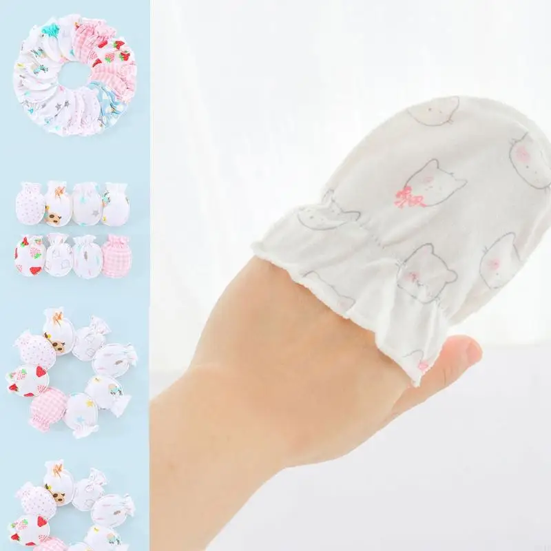 

634F Newborn Baby Cotton Cartoon Gloves Infant Toddler No Scratch Mittens Unisex Baby Mitts