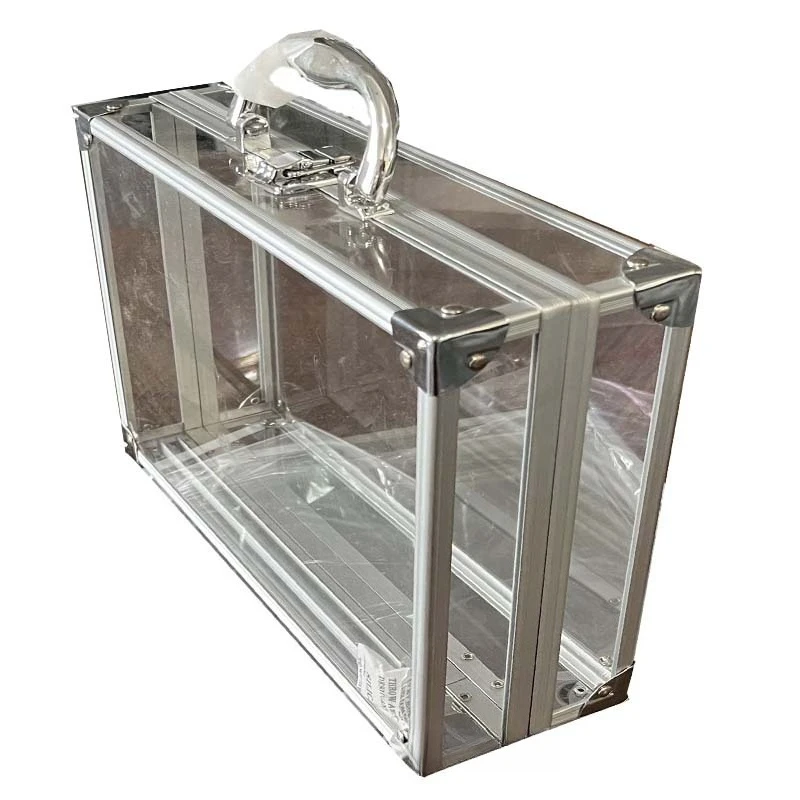 Transparent Tool Case Portable Tool Storage Box Aluminum Alloy Frame Shockproof Hardware Case Portable Cosmetic Organizing Boxes