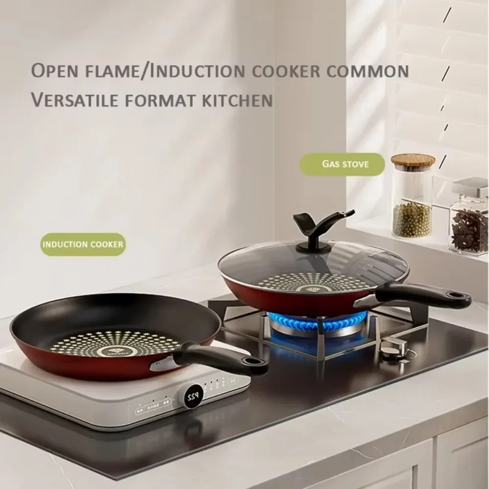 Nueva sartén antiadherente Crystal Diamond con tapa, sartén multifuncional de hierro, utensilios de cocina fáciles de limpiar, Cocina de Inducción de Gas