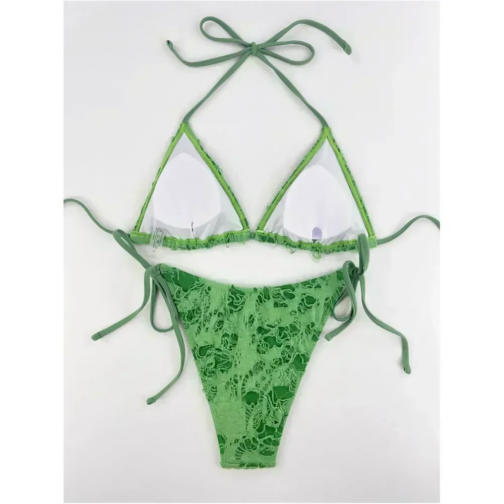Gothic Grunge Swimsuit Distressed Micro Bikini Y2K Bathing Suits Halter Strappy Lace Up 2026 Trend Woman Punk New Beach Swimwear