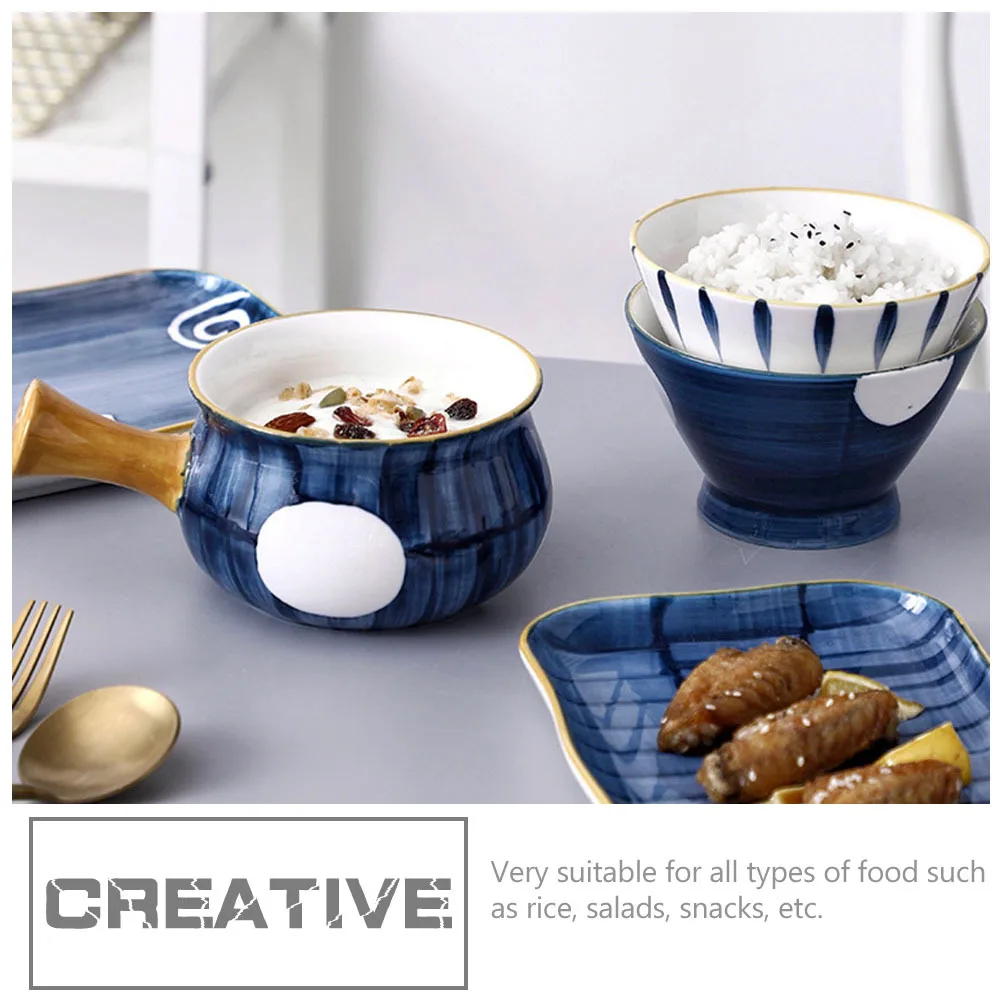 

Household Ceramic Single Handle Soup Bowl Multi-Function Breakfast Delicate Dinner Food Accessory Breakfast Bowl