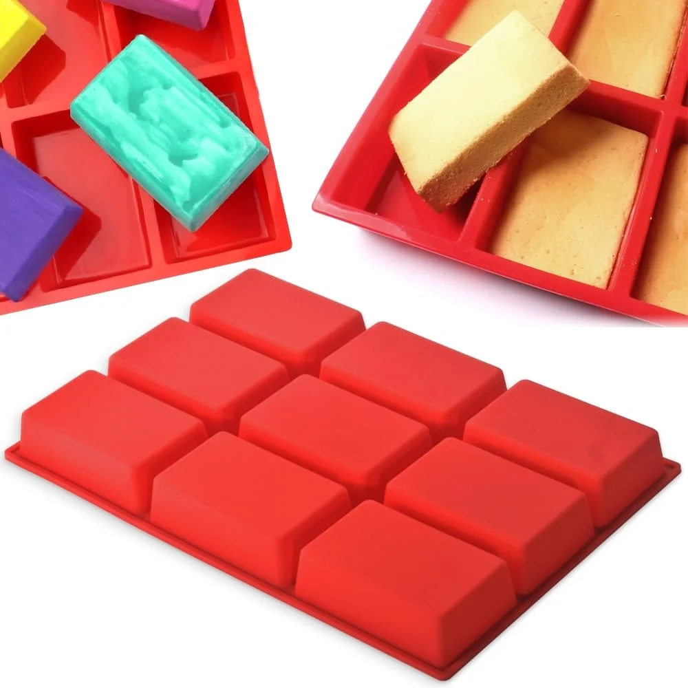 1/2pack Silicone Mini Loaf Pan 9-Cavity Non-Stick Bread Pan for Loaf Cake, Bread, Meatloaf,Brownie, Muffin Bakeware Tools