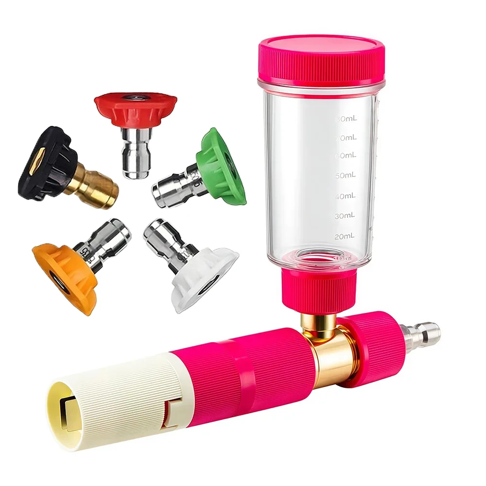 

Пистолет-распылитель пены для мойки высокого давления на 100 мл — быстроразъемная и регулируемая пенная пушка 1/4 дюйма для чистки автомобилей/внедорожников