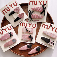 New Korean Sweet Versatile Pink Cloth Pattern Children Hair Clip Girls Baby Barrettes Headwear Kids Toddler Side Bangs Hairpin