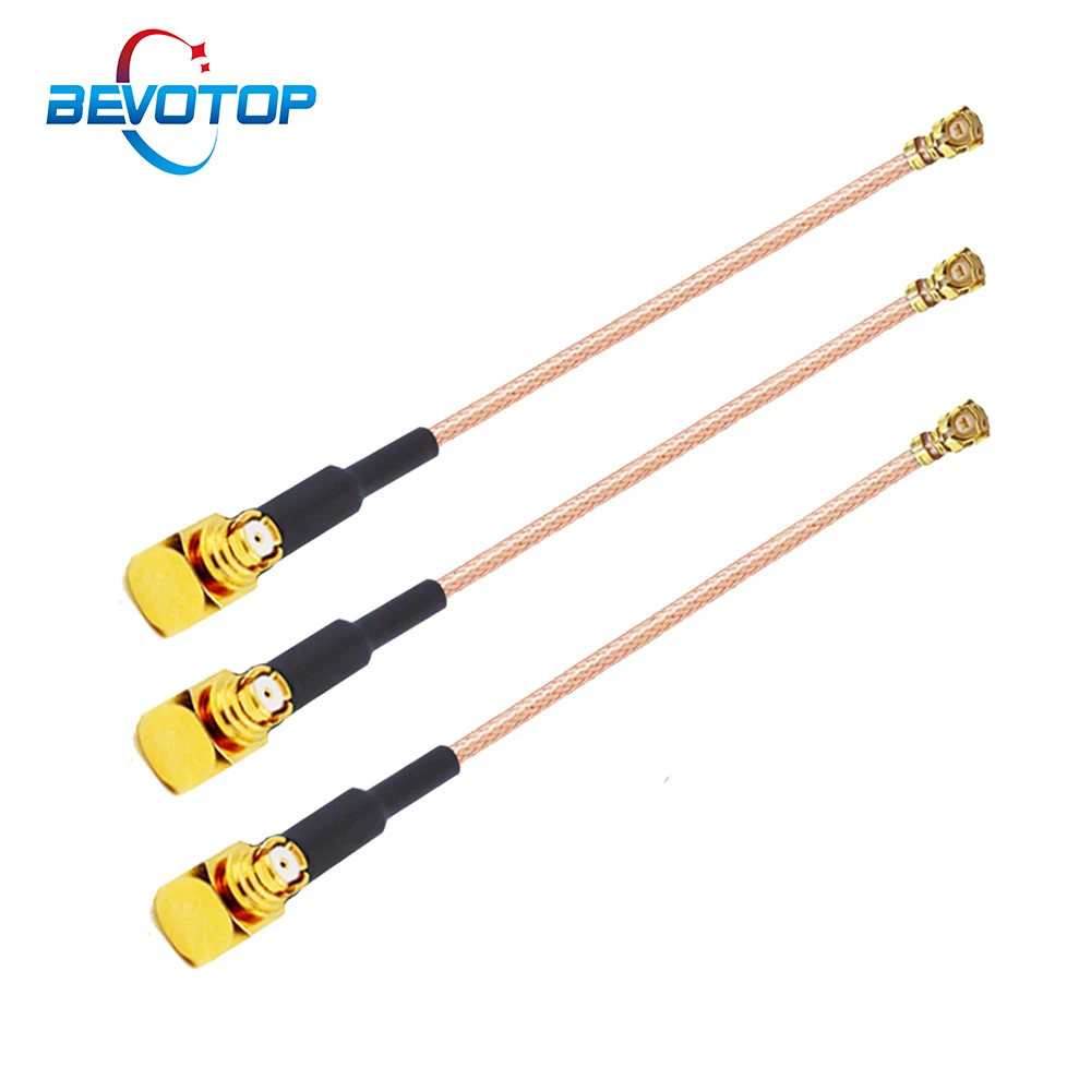 10PCS SMP Female Right Angle Jack to u.FL IPX IPEX1 Female Connector 50 Ohm RG178 RF Coaxial Pigtail Antenna Extension Jumper