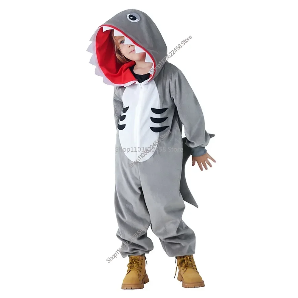 Toddler Boys and Girls Shark Costume Children Mascot Hoodie Grey Shark Party Baby Girls Game Play Costume Dance Costume