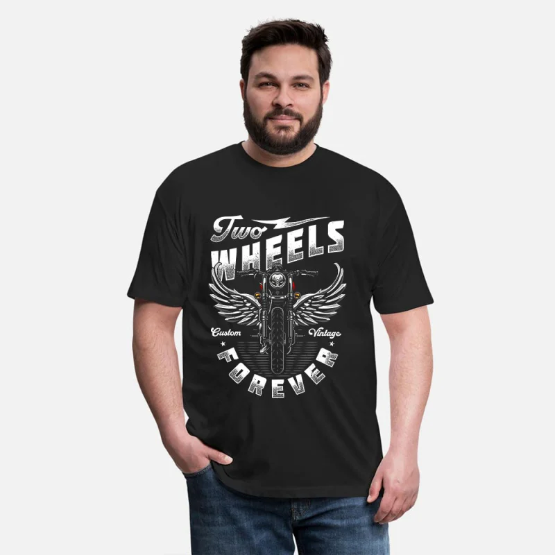 

Vintage Biker Two Wheels Forever Retro Cafe Racer Gift T-Shirt for bikers 100% cotton Motorcycle Graphic clothes All size Tops