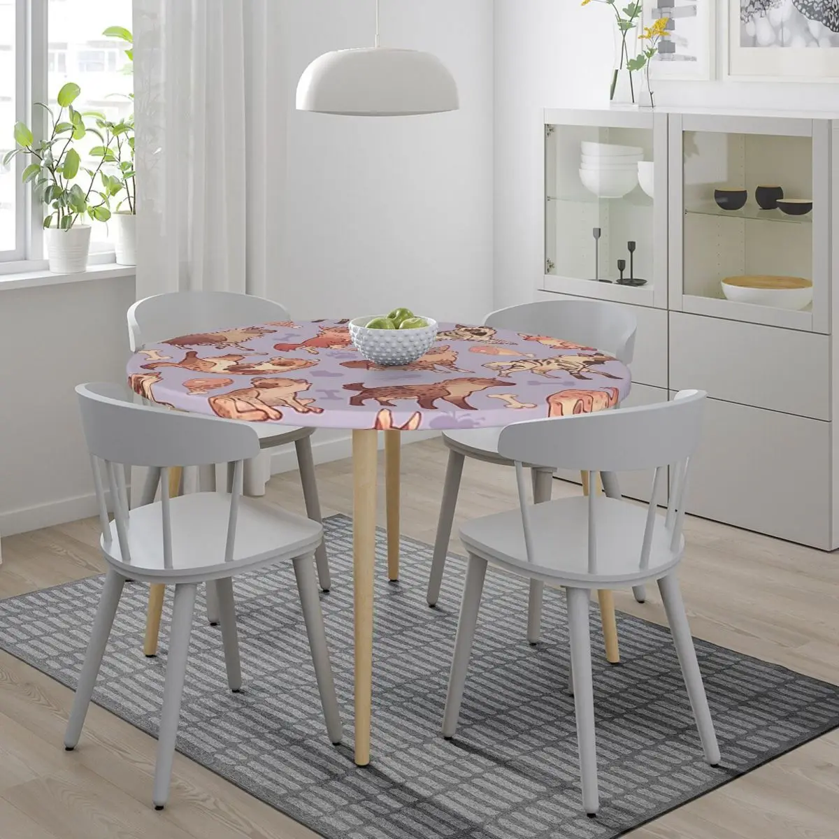 Hyenas In Lavende Waterproof Round Tablecloth Oilproof Table Cloth for Kitchen Events Dining Table Cover