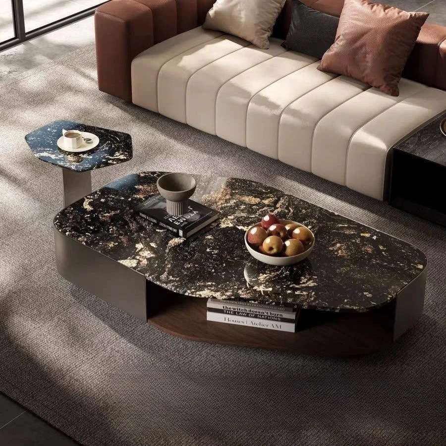 2026 New Designer Luxury Light Luxury Modern Simple Living Room Home Rectangular Marble Coffee Table