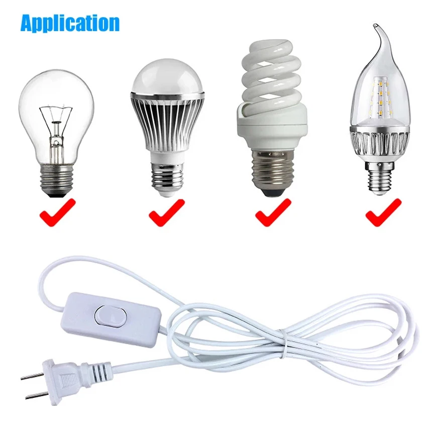 Black White EU AU UK US Online 303 Switch Extension Power Cord 1.8m Cable LED Strip Light Electrical Cable 2c*0.75mm 250V Copper image 6