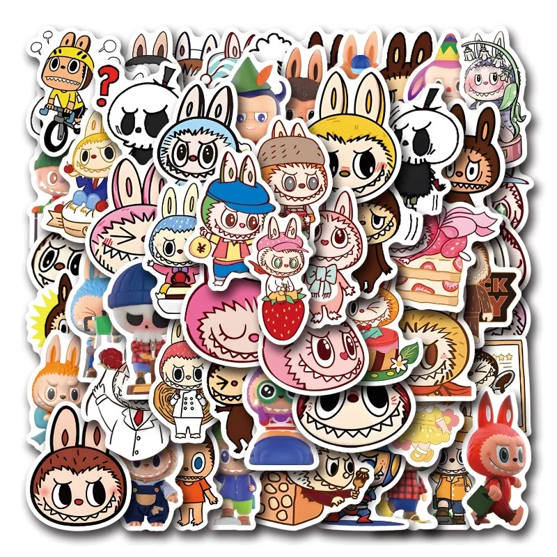 55pcs Labubu Cartoon Stickers Suitcase Water Cup Stationery Mobile Phone Car Scooter Laptop Refrigerator Decorative Sticker