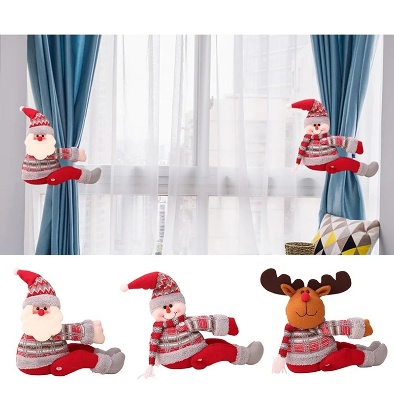 Curtain Buckles SnowmanSanta Claus Elk Christmas Curtains Clasp Househod Bedroom Decor Accessories Creative Curtain-tie Rings