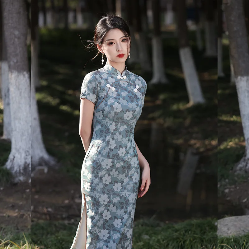 

Summer Improved Cheongsam Mid-length Double-layer Young Qipao Suzhou Casual Daily Cheongsam Girl Chinese Style Dress