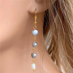 Fashion Baroque Pearls Drop Earrings Eardrops Gray Natural Pearl Earrings Jewelry For Women Wedding Bridal Felmale Danglers Gift