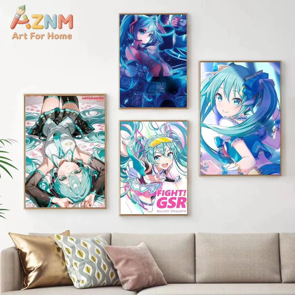 1Pc Canvas Posters Fancy Wall for Living Room Bar Decoration Room Wall Decor Virtual Idol Hatsunes-Miku Anime