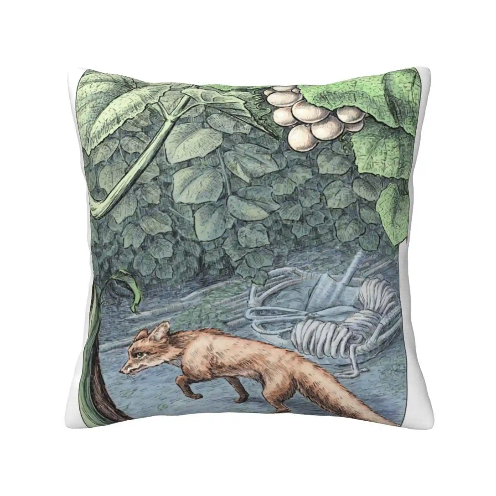 The Fox And The Grapes Pillowslip Pillowcase Aesop Fable Animal Story Fox Ftsanimals Grapes Grapevine Ink Nature Vineyard