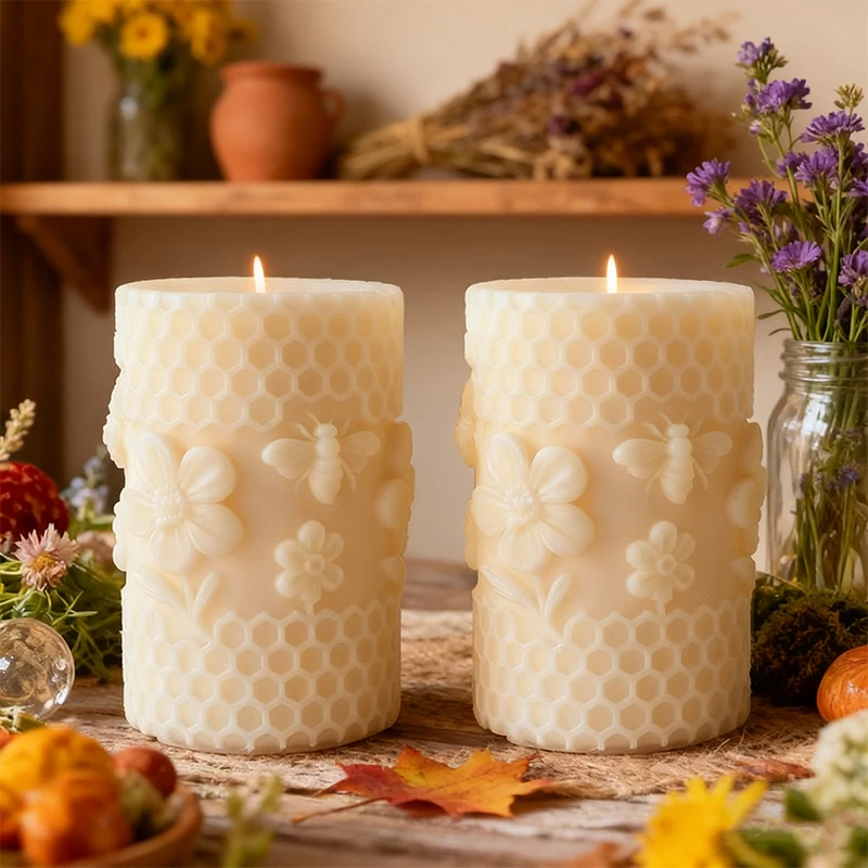 

Cylinder Bee Silicone Mold DIY Honeycomb Beehive Aromatherapy Candle Making Tool Handmade Soap Mould for Craft Project Home