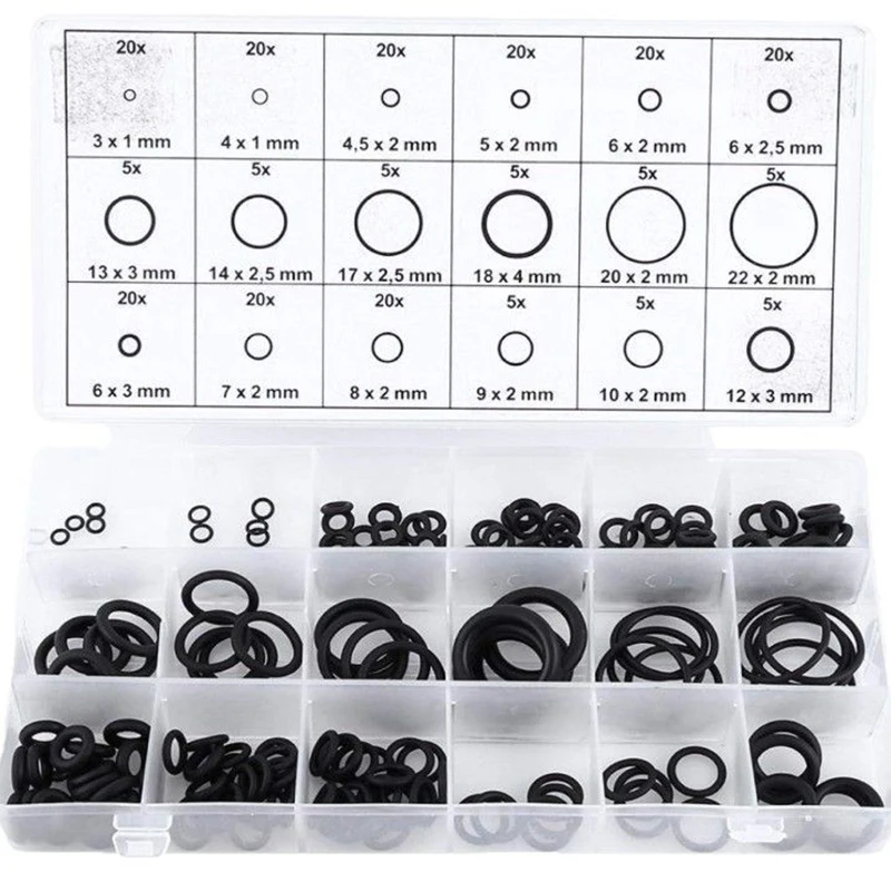 225pcs Rubber O Ring Sealing Washer NBR Plumbing Gasket Oil Resistant Automobile Faucet Repair with Oil Seal Screwdrivers