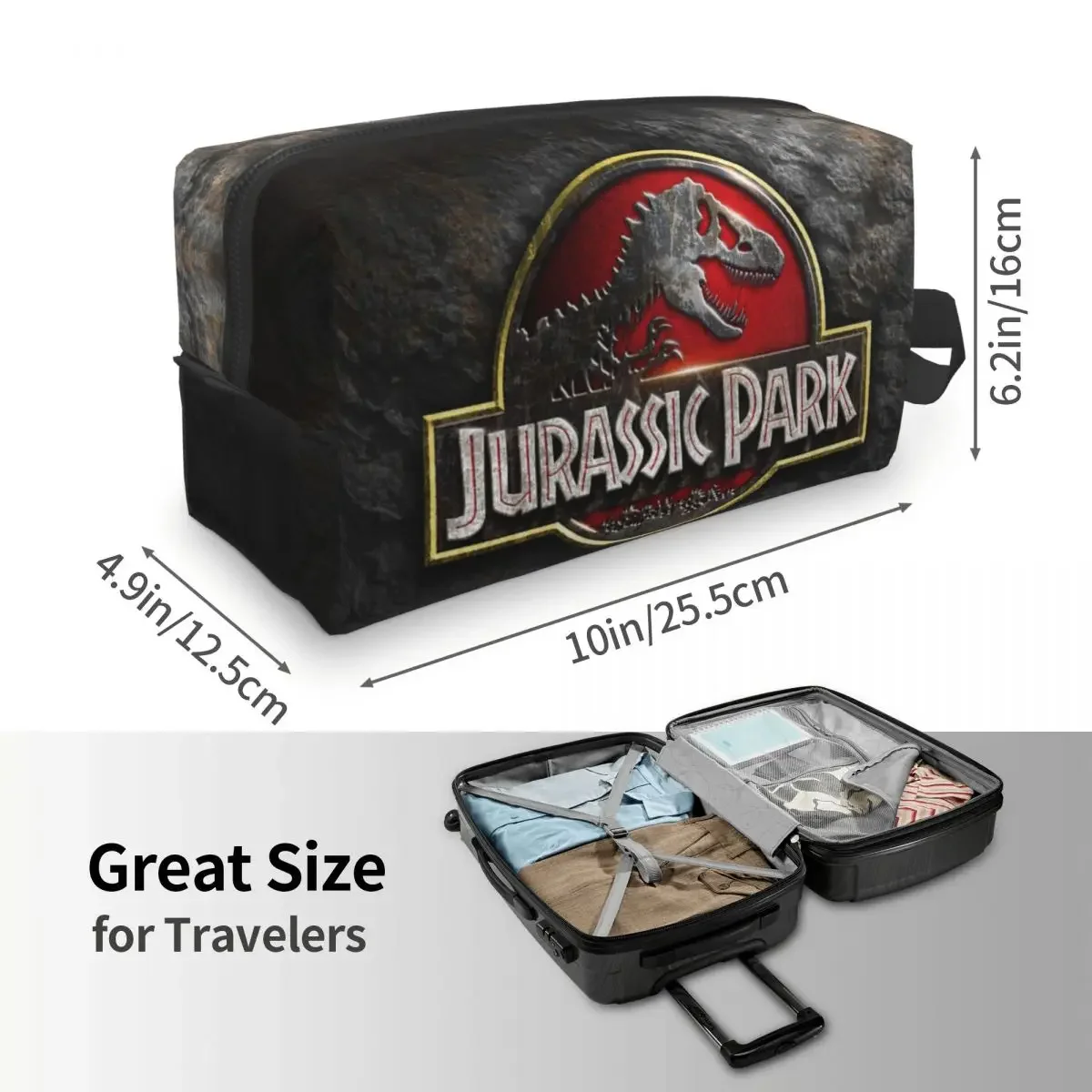 Custom Jurassic Parks Travel Cosmetic Bag for Women Dinosaur World Toiletry Makeup Organizer Lady Beauty Storage Dopp Kit