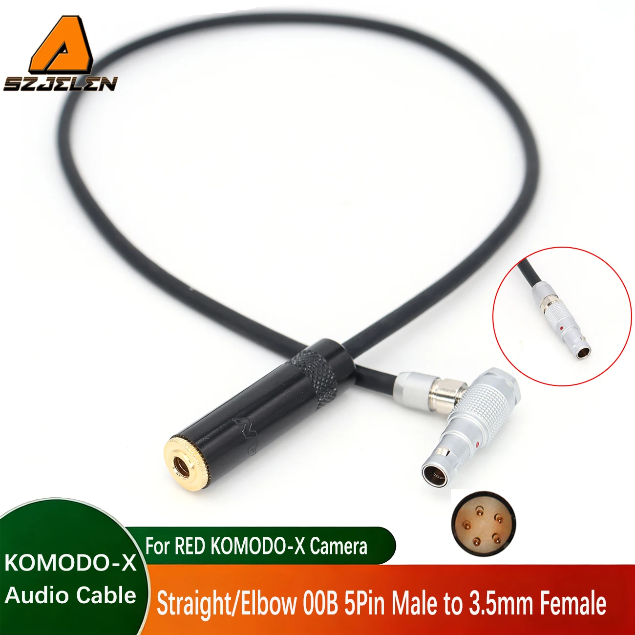 1PC Audio Cable FGG 00B 5Pin to 3.5mm Female for RED KOMODO-X Camera