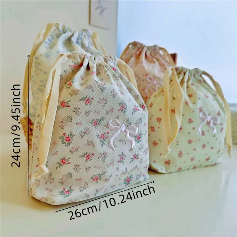 1PC Cotton Drawstring Drawstring Bag Bow Cosmetic Organizer Home Travel Storage