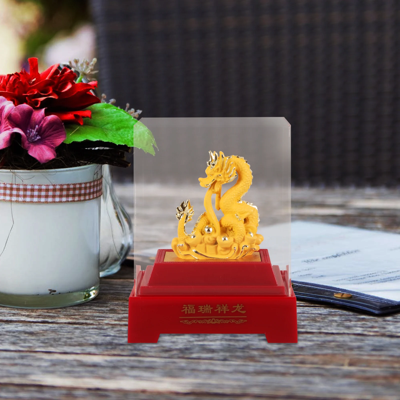 

Golden Dragon Statue H made Alloy Plastic Figurine Vivid Decorative Home Car nament New Year Gift Wealth Fortune