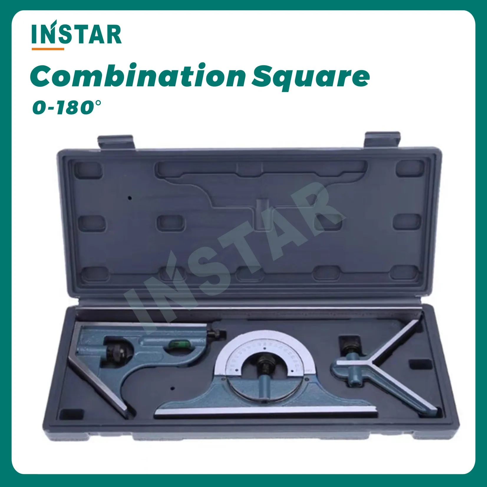 INSTAR Combination Square 180° Industrial Quality Bevel Protractor DIN Grade Level Gauge