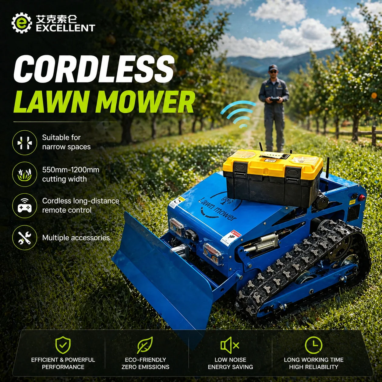 

New Arrival Mini Farm Flail Lawn Mower 550mm 800mm 1000mm RC Home ic Power Crawler Lawn Mower for Grass Cutting