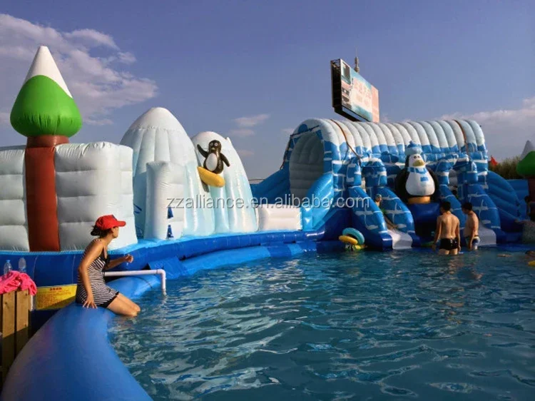 amusement park water slide inflatable water theme park with pool