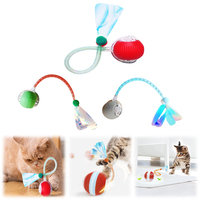 Rechargeable Interactive Cat Toy Ball Motion Activated Electric Play Ball with Elastic Mesh Tail for Indoor Cats