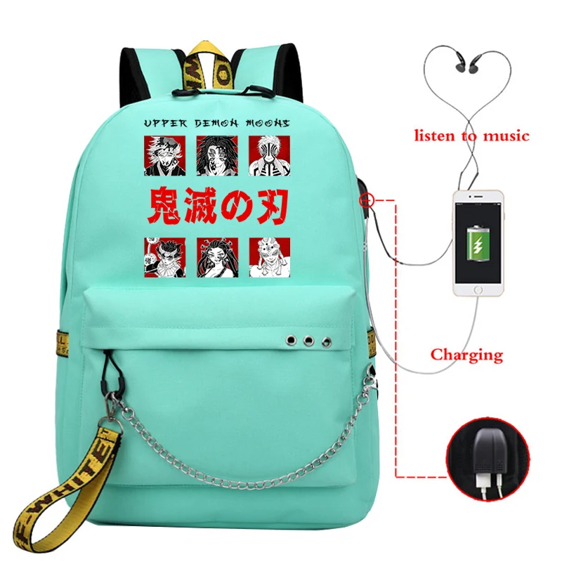 Grand sac à dos dessin animé Demon Slayer Kawaii, avec Usb, pour adolescents et étudiants, sac de voyage, pour garçons et filles