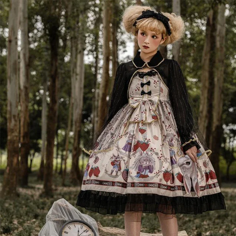 

Japanese Lolita JSK Dress Lolita Berry Forest Gothic Dark Vintage Victorian Princess Party Dress Sleeveless Lolita Dress