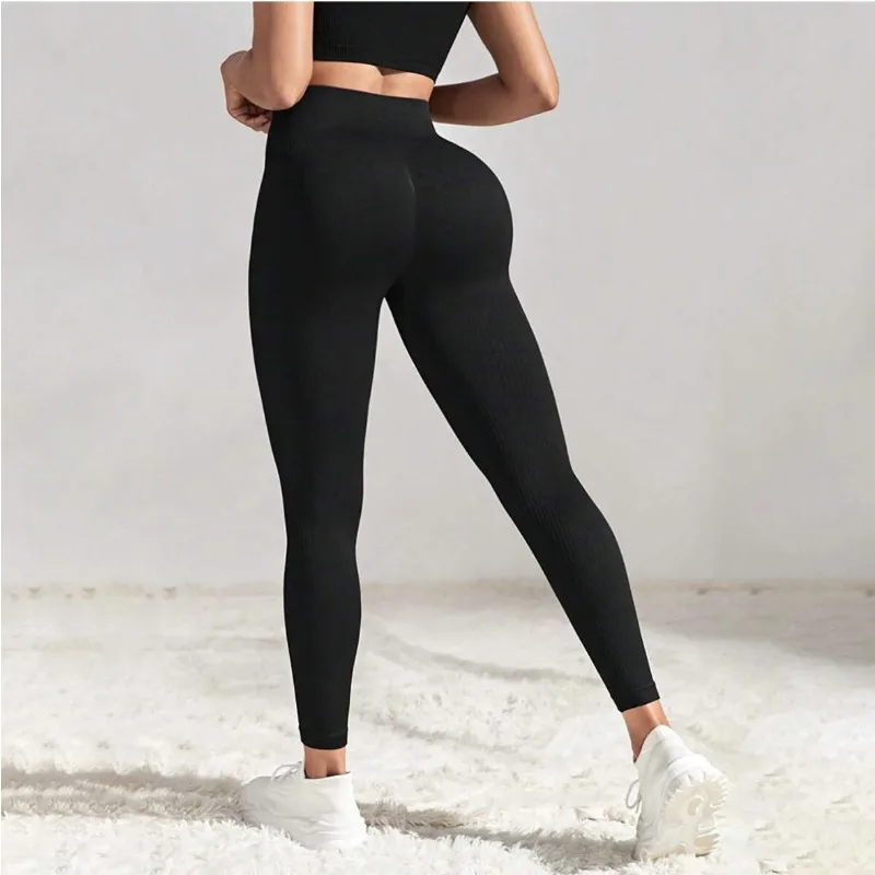 Women Seamless Thread Yoga Leggings High Waist Hip Lifttings Gym Trainning Fashion Solid Leggings Outdoor Cycling Slim Tights