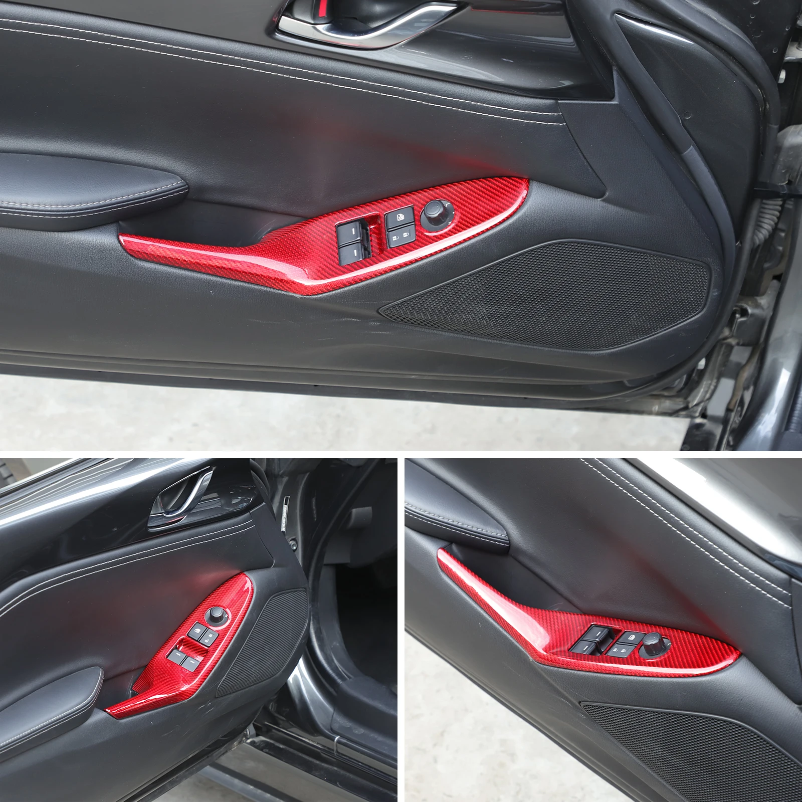 

Для Mazda MX-5 2016-2023 левый ABS/сстоящее углеродное волокно, кнопка подъема окна, декоративная рамка, наклейка, аксессуары для салона автомобиля