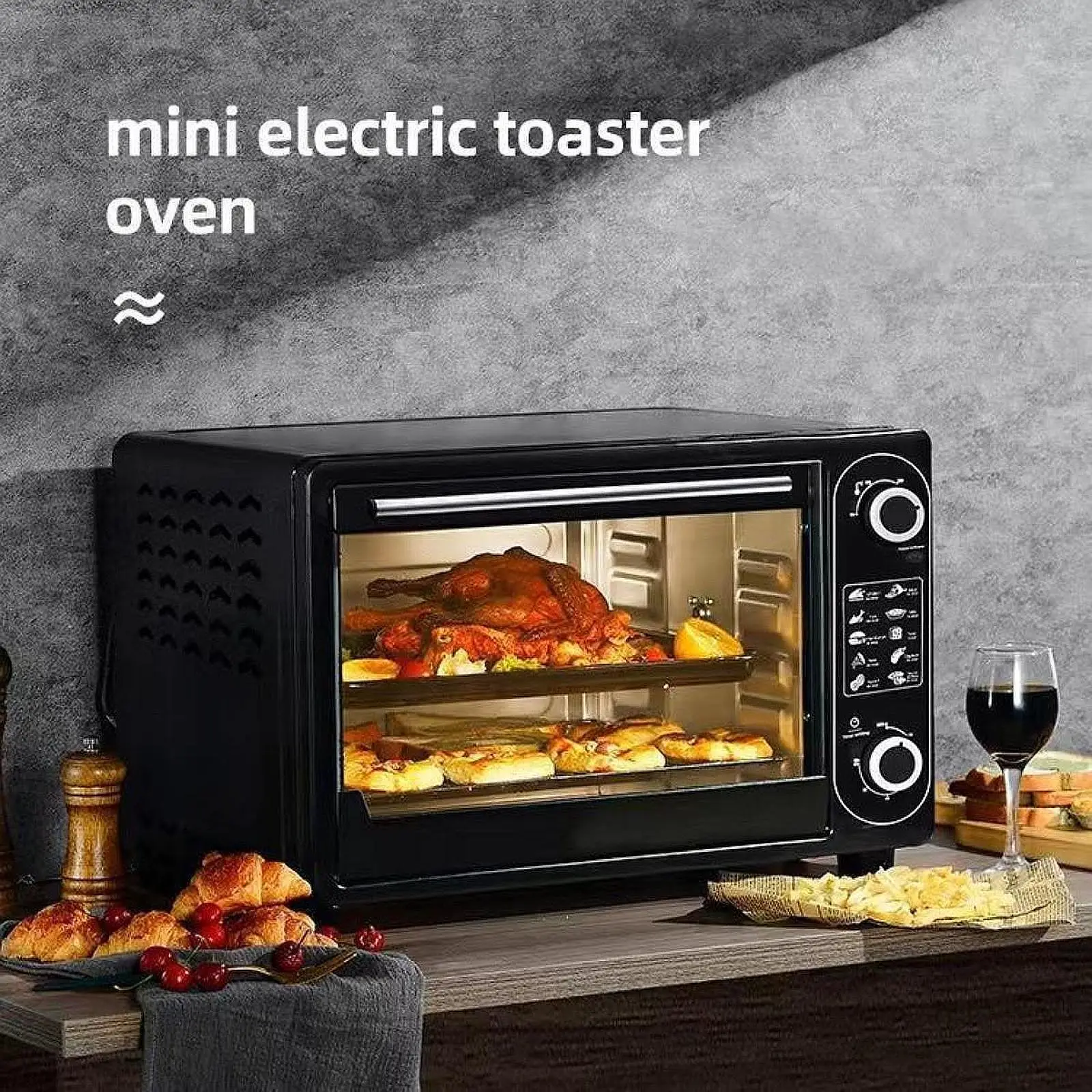 

Toaster Oven 38L Kitchen Appliances Multifunctional Easy Clean Large Capacity Baking Electric Oven for Sausages Bread Pizza