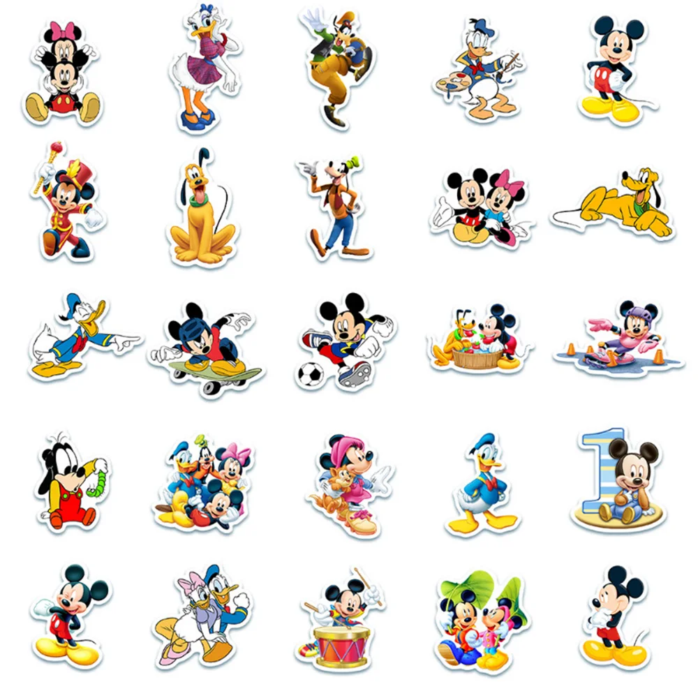 10/30/50 Uds. Pegatinas de Mickey Mouse de Anime, Divertidas Pegatinas de Dibujos Animados de Disney, Pegatinas para Motocicleta, Guitarra, Equipaje, Coche, Pegatinas de Graffiti Lindas, Juguete