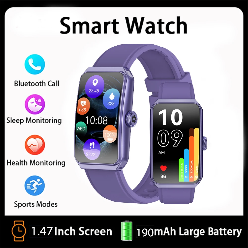 

GEJIAN 2025 Новые Смарт-часы 1,47-дюймовый HD Полный сенсорный экран Сердечный ритм BT Вызов Спортивная траектория Водонепроницаемые умные часы для фитнеса