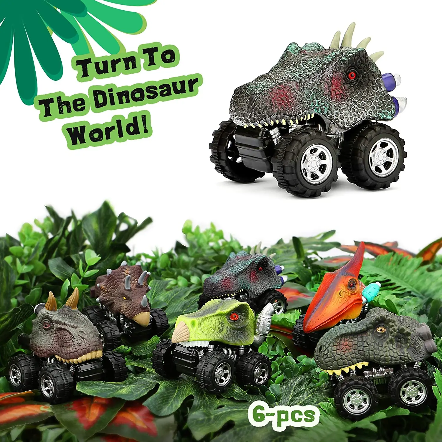 Giocattoli di dinosauro Tirare indietro le auto Mini Monster Truck Set di giocattoli per bambini Regali per ragazze dei ragazzi
