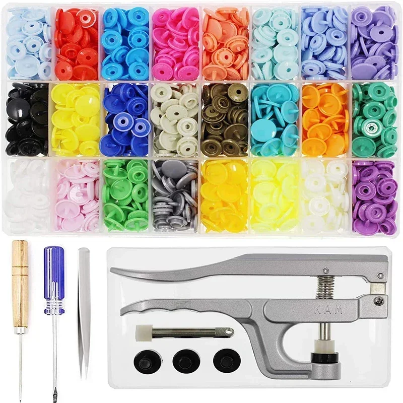 Multiple Color Plastic No-Sew Snap Button T5/T8 Round Press Stud Fasteners Punch Closures For DIY Crafts Cloth Diaper Bib Folder