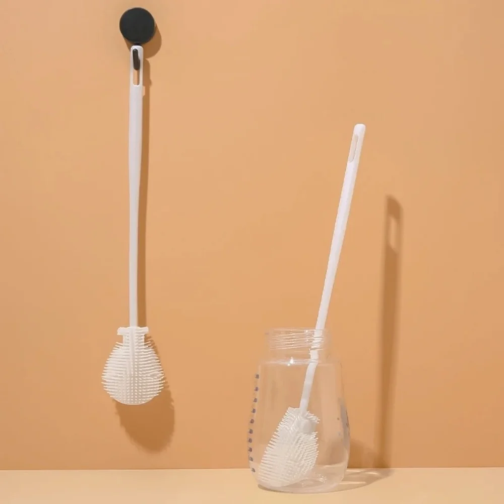 Long Handle Silicone Bottle Cup Brush Manual Kitchen Cleaner For Milk Bottle Tea Glass Water Bottle Deep Cleaning Scrubber Tool