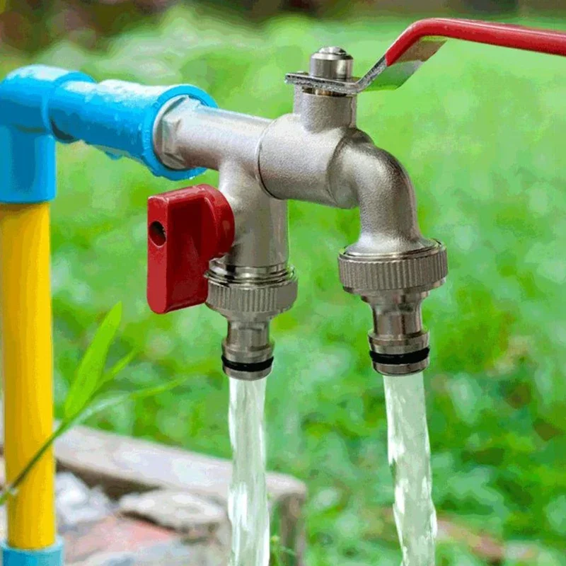 

Цинковый сплав, насадка для воды, двойной выпуск, промышленная ирригационная стиральная машина, садовый кран, уличный кран, соединитель шланга