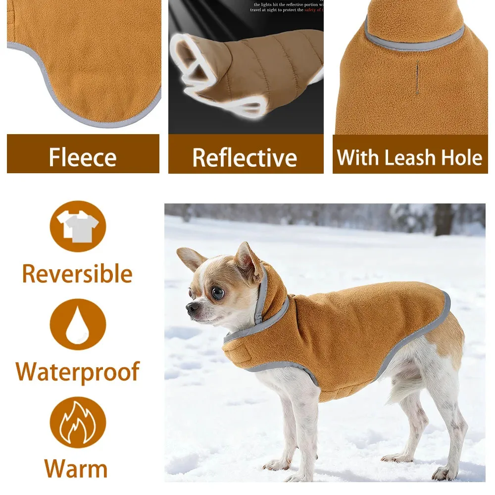 Wintermantel für Haustiere, wendbar, winddicht, Hundejacke für kleine und mittelgroße Hunde und Katzen, reflektierende Sicherheitskleidung für Welpen und Chihuahuas für den Außenbereich. – Detail 10