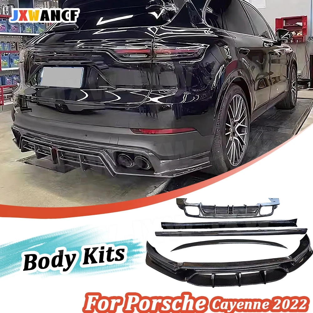 

JXWANCF передний бампер из углеродного волокна/FRP, боковые юбки, задний диффузор, задний средний спойлер для Porsche Cayenne Standard/Sport 2022