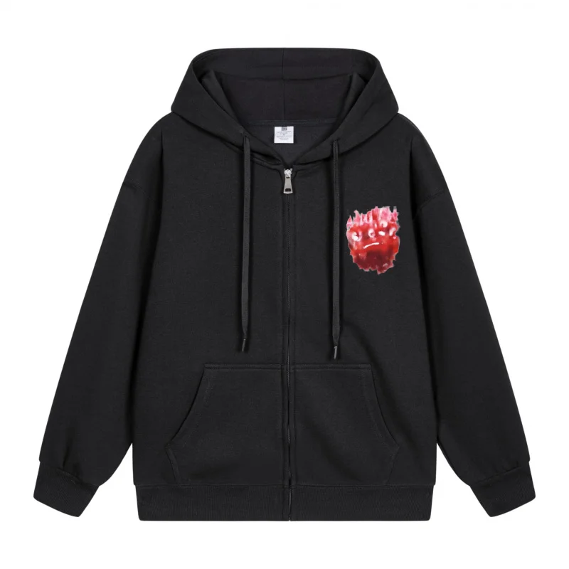 

Men's Zip-Up Hoodie Red Abstract Design On Hoodie 2025 New Style Casual Couples’ Style Casual and Loose