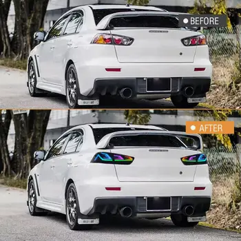 適用於三菱藍瑟和EVO X 2008-2020的LED RGB尾燈總成,搭配彩色日間行車燈和燻黑透鏡後燈 6 最佳銷售 三菱藍瑟尾燈罩 - №1