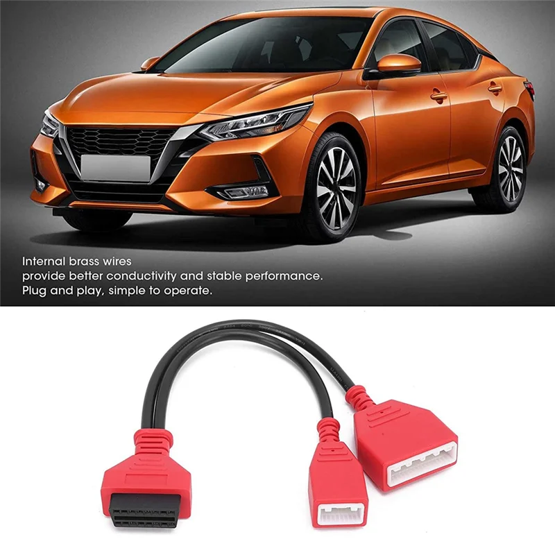 OBD2 Diagnostic Connector Cable, 16+32 OBDII Gateway Adapter Car Diagnostic Tool Replacement for Nissan Sylphy Sentra