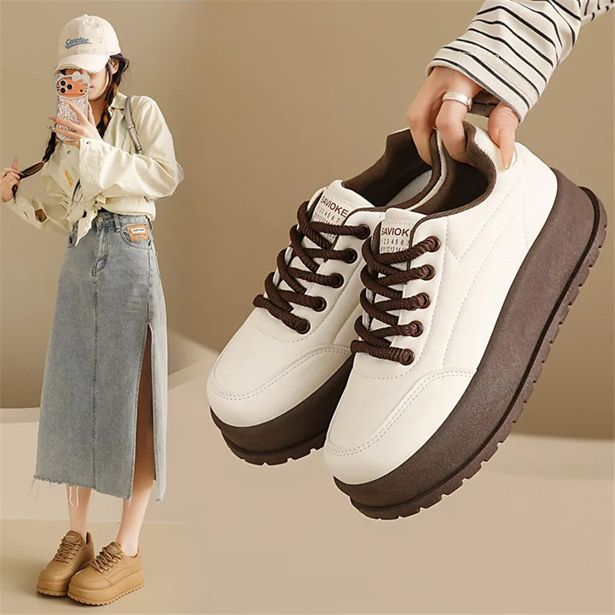 Single Shoe Sports Shoes New Cross-Border Foreign Trade Large Size Thick Sole Lace Up Low Cut Casual Sports Shoes For Women