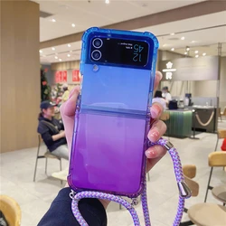 Fashion Cross-body Lanyard Case For Samsung Galaxy Z Flip 4 3 5G clear silicone Shockproof Full Protective cover bumper Coque